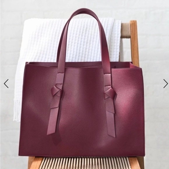NWT Rachel Zoe Collection Burgundy Large Vegan Leather Tote Shoulder Bag - Picture 1 of 8